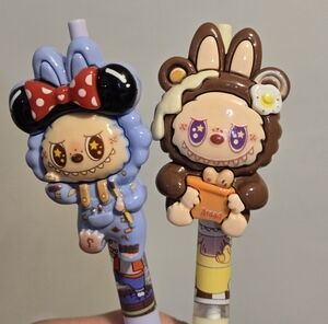 2 Cute Labubu Pens - Blue and Brown